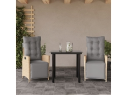 Conjunto de piezas. Jantar Jardim C/ Almofadões Vime Pe Bege Misturado Dkd Home Decor