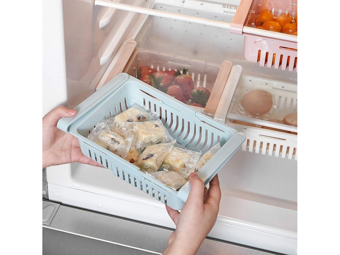Caja organizadora plegable para frigorífico Rebe, ideal para estantes de 1,27 cm (0,5 pulgadas), color azul.