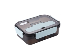 MEOIRUERY Caja de Almuerzo Bento con Cuchara, Caja de Almacenamiento de Alimentos de Plástico con 3 Compartimentos