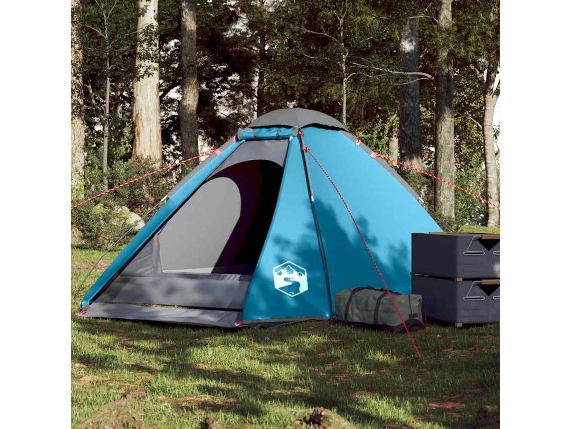 Tienda de campaña tipo domo impermeable azul para 4 personas
