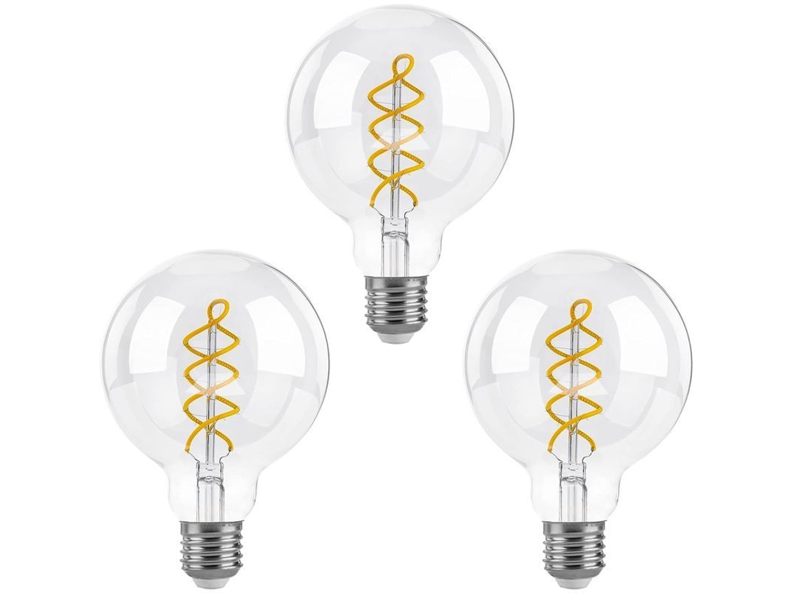 Bombilla Led Regulable E27, G95 Vintage 4w (equivalente A 40w), Blanco Cálido 2700k, 400lm