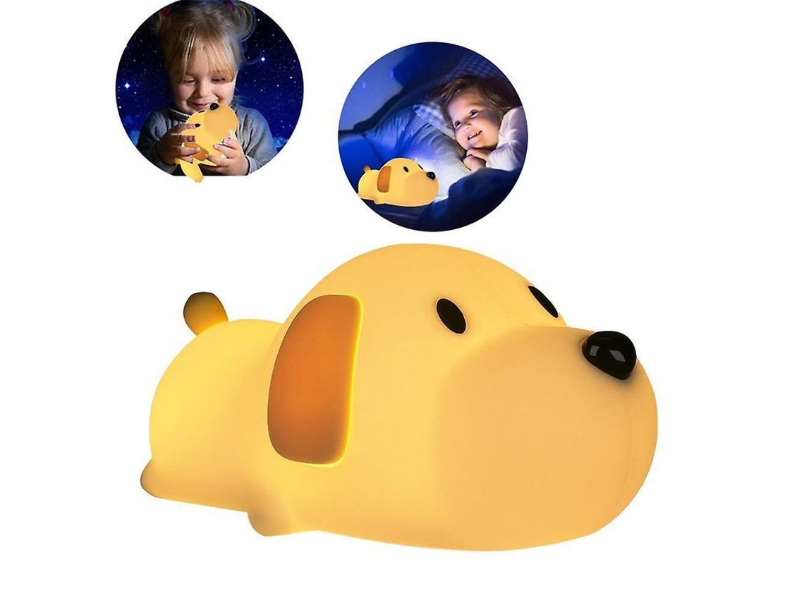 Luz Nocturna Led Para Niños, Lámpara De Silicona Con Forma De Perro Y Sensor Táctil.