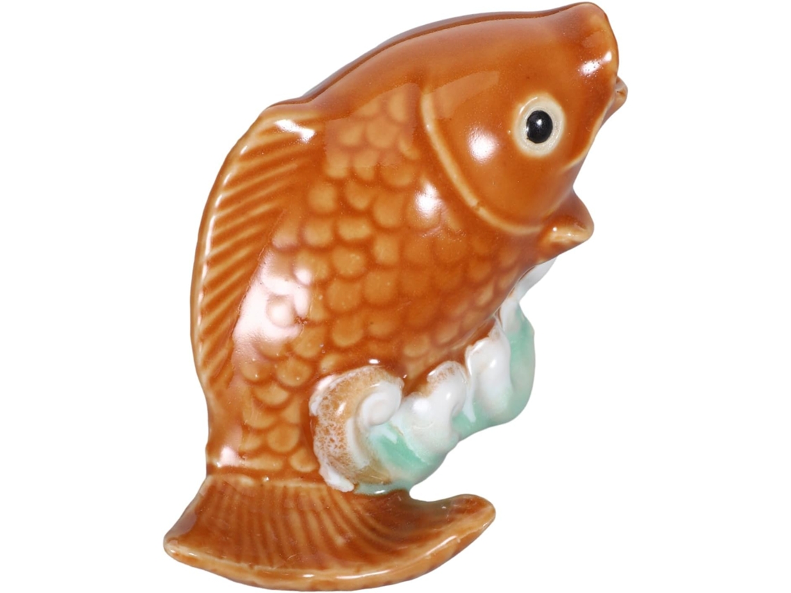 Estatua De Carpa Koi De Cerámica Dorada Para Jardín Y