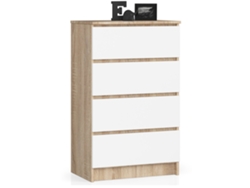 Cómoda Akord K60 Roble Sonoma 60 Cm 4 Cajones Frente En Color Blanco 60x40x99 Cm