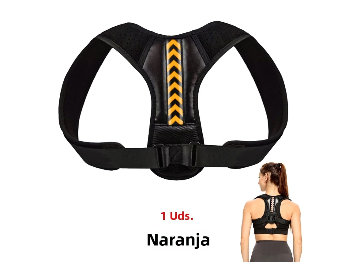 Cinturón ajustable para corrección postural de hombros y espalda, fabricado en algodón y neopreno. Mdug (naranja, talla 3XL).
