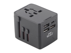 Adaptador Universal De Viaje Con Convertidor Y Múltiples Salidas Usb-c Para Enchufes Internacionales