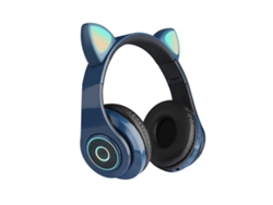 Auricular Inalámbrico B39 Con Orejas De Gato Lindo Bt5.0 Plegable Para Juegos Con Luz Rgb Y Reproducción De Tarjeta Tf Azul