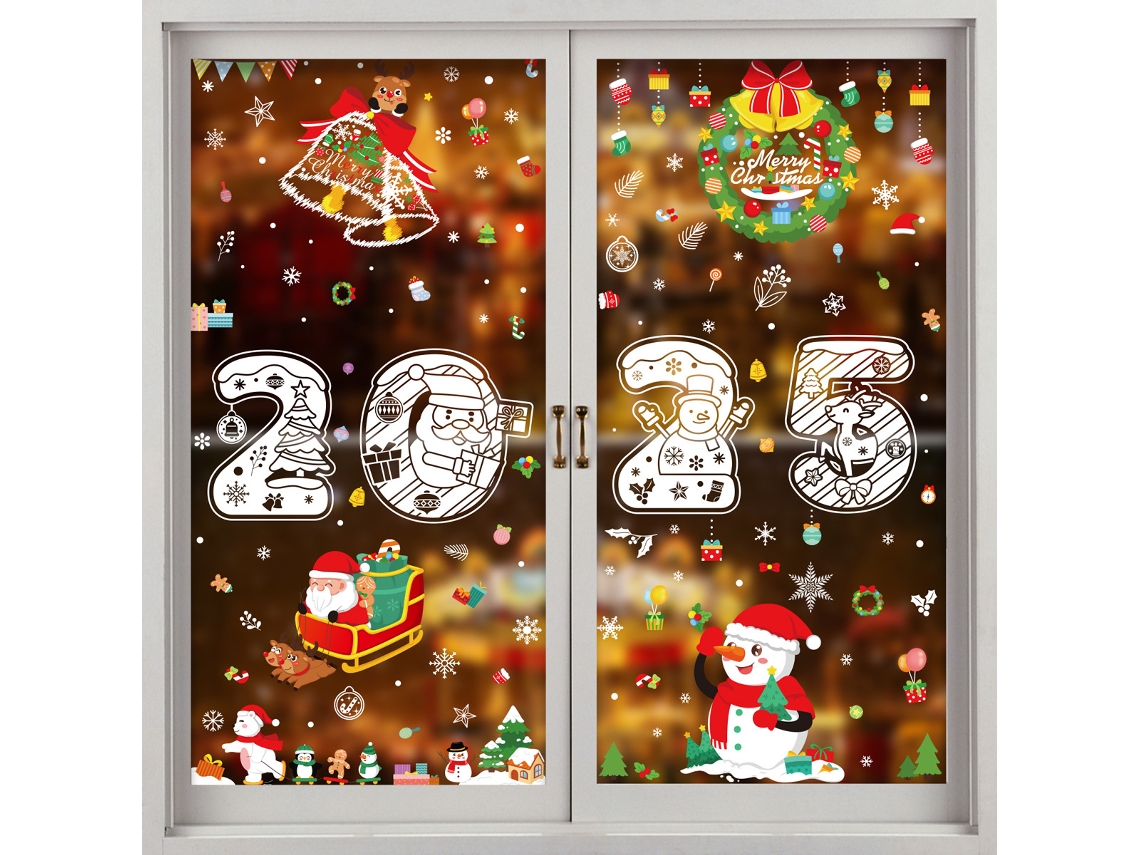 Pegatinas navideñas para ventanas, pegatinas navideñas para decoraciones de fiestas en el hogar TRUYUETY