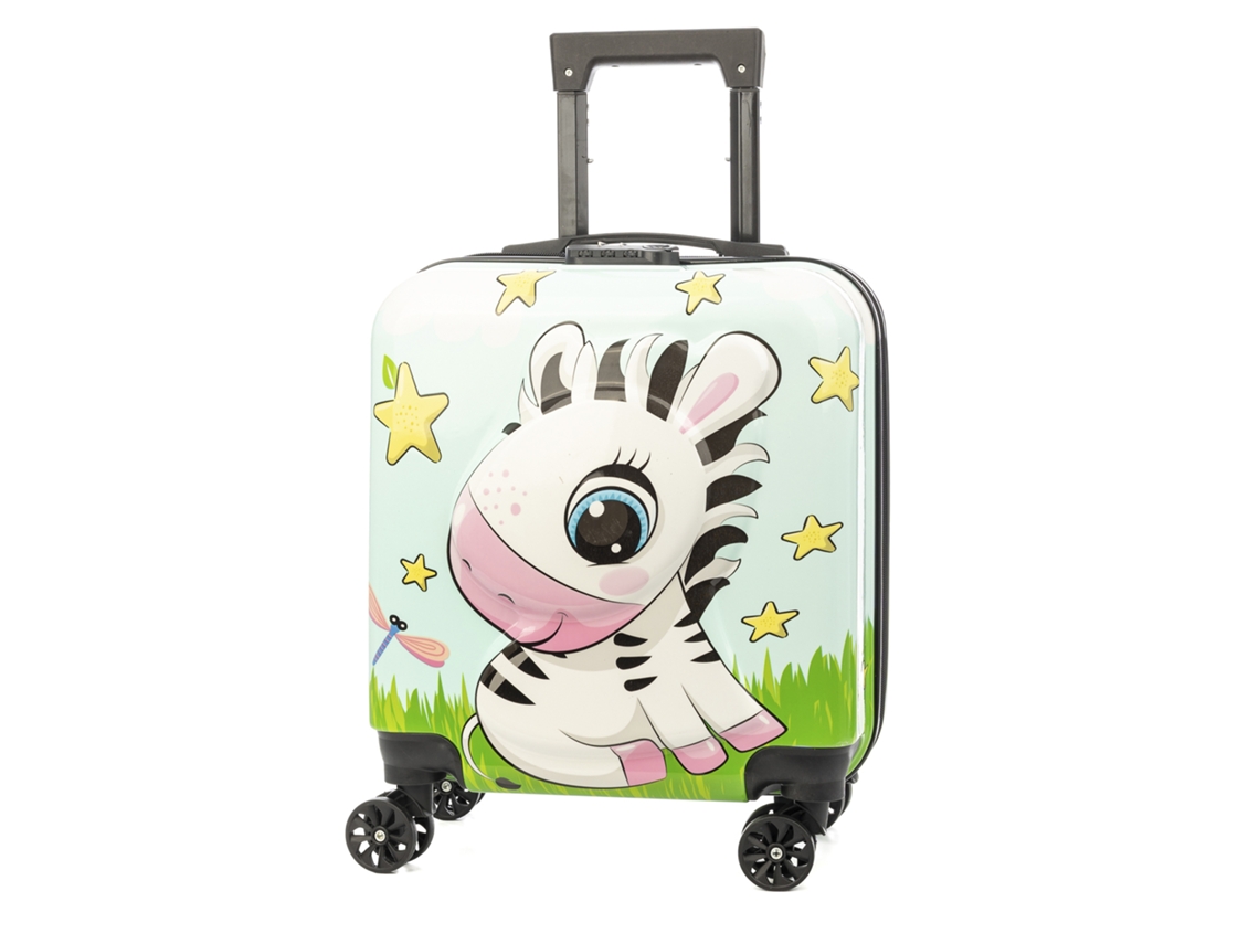 Cochecito infantil Bad, fabricado en material ABS ligero y muy resistente. Cuenta con indicador de fecha, 4 ruedas dobles giratorias de 360° y diseño de estampado de cebra. Dimensiones: 35 x 23 x 45 cm.