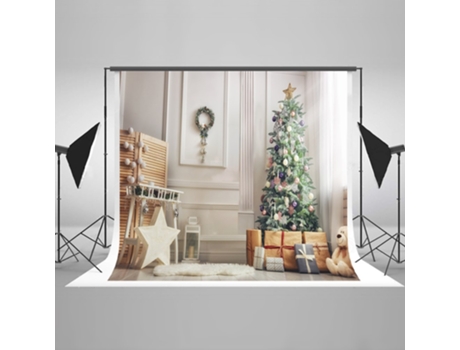 Fondo Fotográfico ECZJNT Árbol de Navidad Blanco Día Madera Navidad Pared Estrella de cinco puntas para