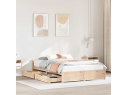 Estructura De Cama Sin Colchón Madera Maciza De Pino 120x190 Cm