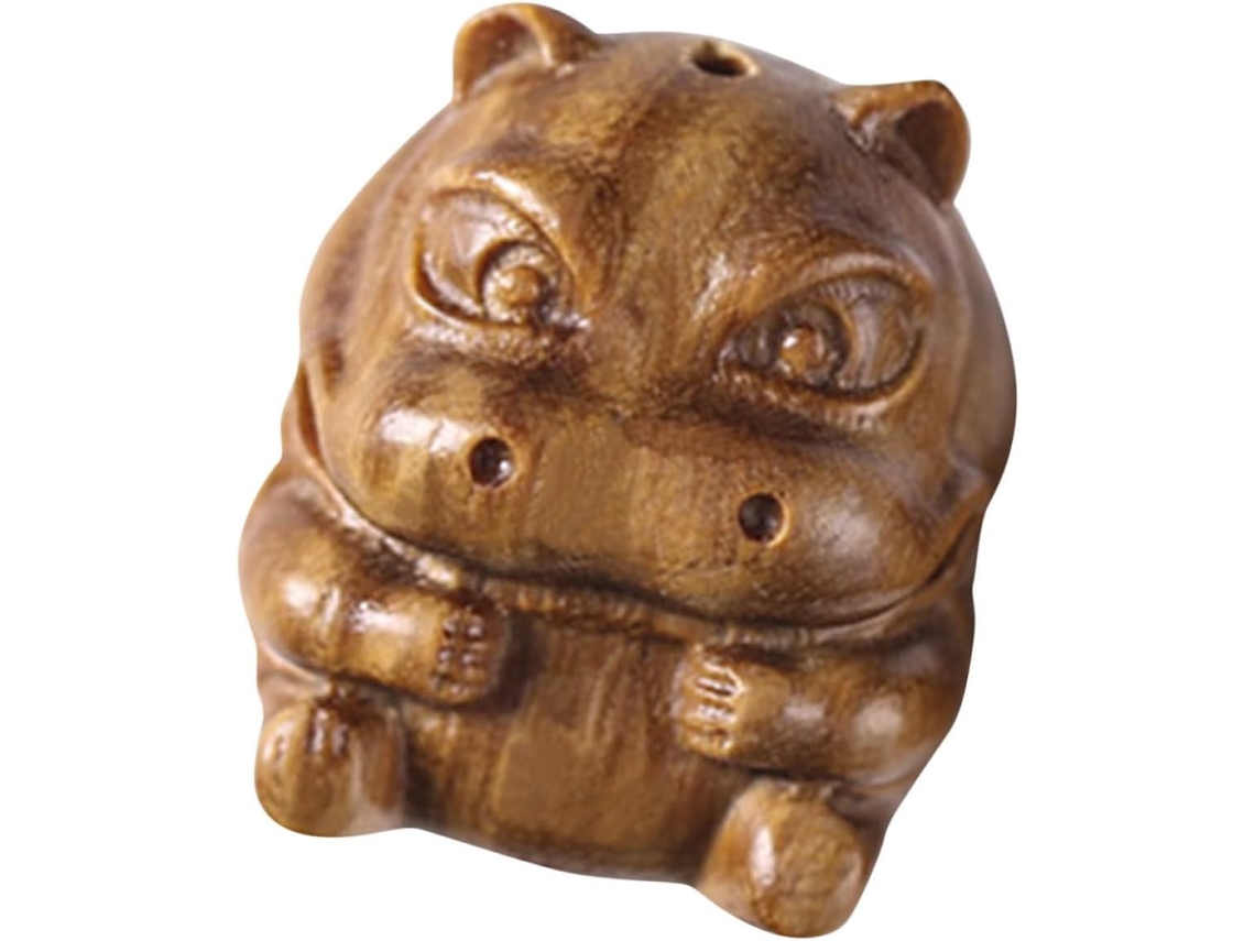 Estatua Hipopótamo Tallada Madera Decoración Hogar Ligera Fiable Diseño Único Marrón Diversos Espacios Regalos