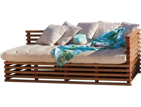 Sofá de Jardín CARMO WOOD Relax (Marrón - Madera - 177x107x80 cm)