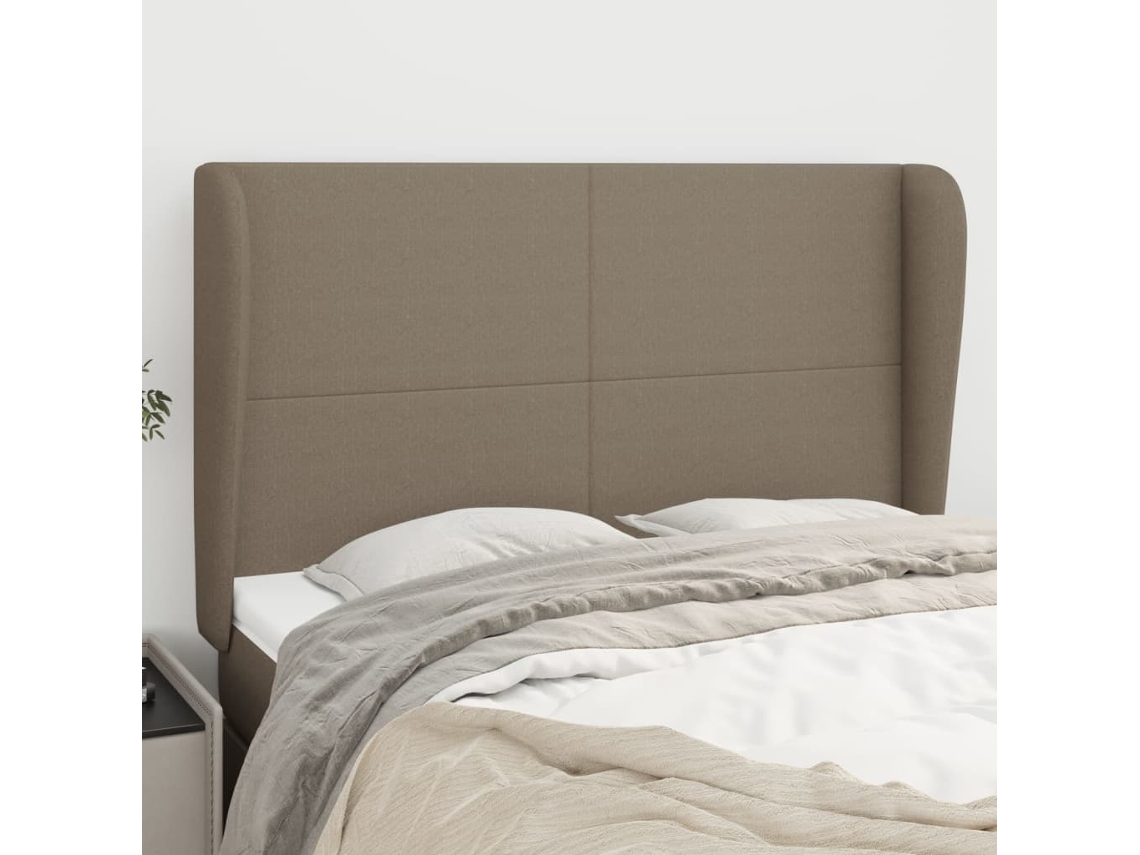 Cabecero Con Orejas De Tela Gris Taupe 147x23x118/128 Cm