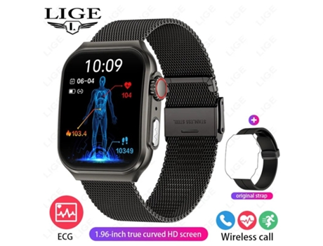 Reloj inteligente con pantalla táctil HD de 1,96 pulgadas, llamada Bluetooth, ECG PPG, Monitor de salud, seguimiento de actividad física, reloj int...