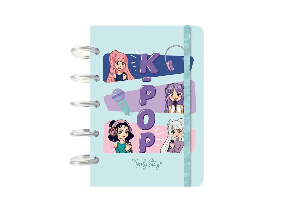 Cuaderno A6 reposicionable con renglones, 100 hojas, 100 g/m², LOVELY STORY K-pop, menta, A62621mt pt