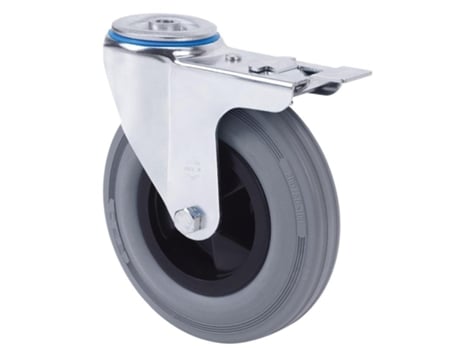Rueda giratora agujero m12 freno 20zvfd160-psr poliamix-goma gris rodillos ALEX