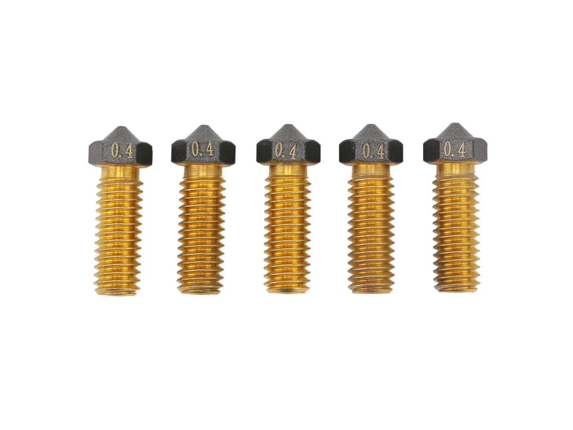 Bico De Bico Quente De Impressora 3d 0.4mm De Latão Com Revestimento Ptfe Para Filamento 1.75mm Volcano (5 Peças)