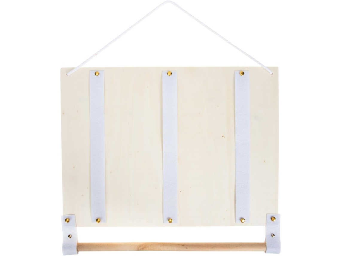 Soporte Pared Madera Natural Lazos 38x28 Fieltro Blanco Organizador Colgante Accesorios Cabello Habitaciones