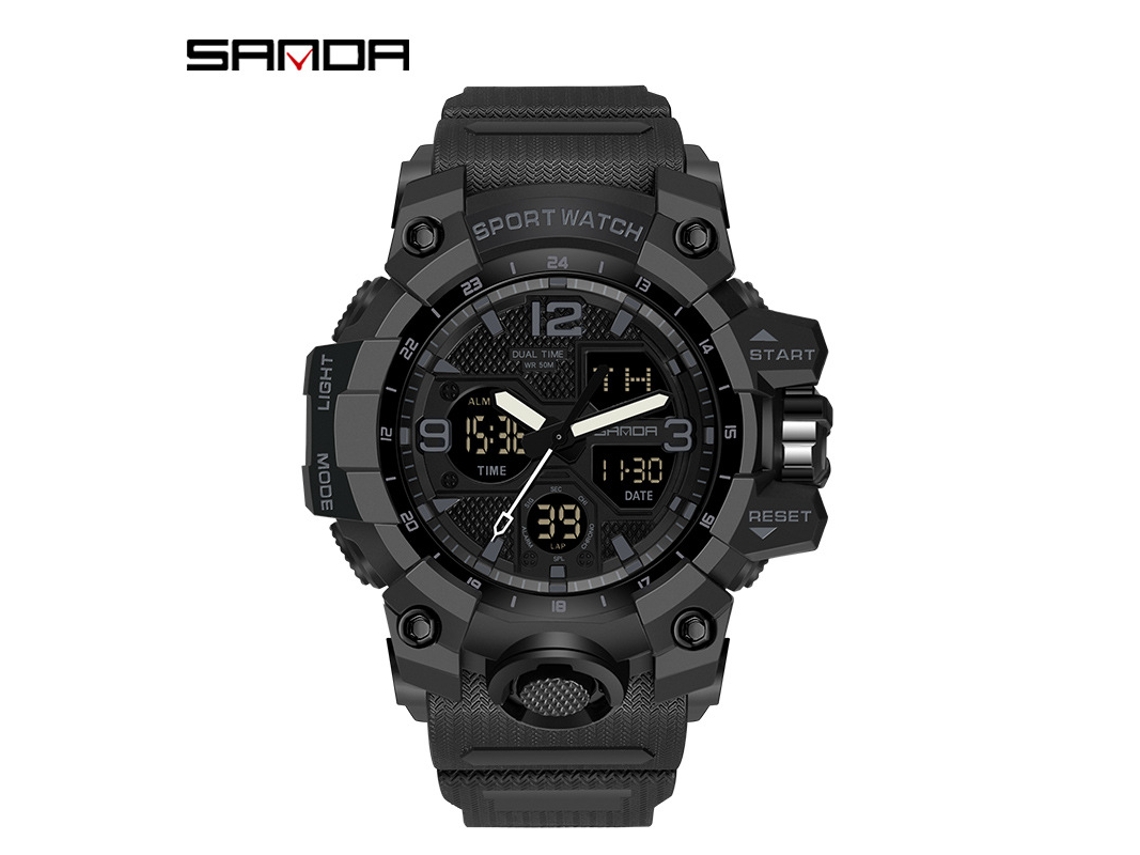 Reloj Deportivo Multifuncional, Moderno Y Elegante (totalmente Negro para Hombre) Con Acabado Luminoso.