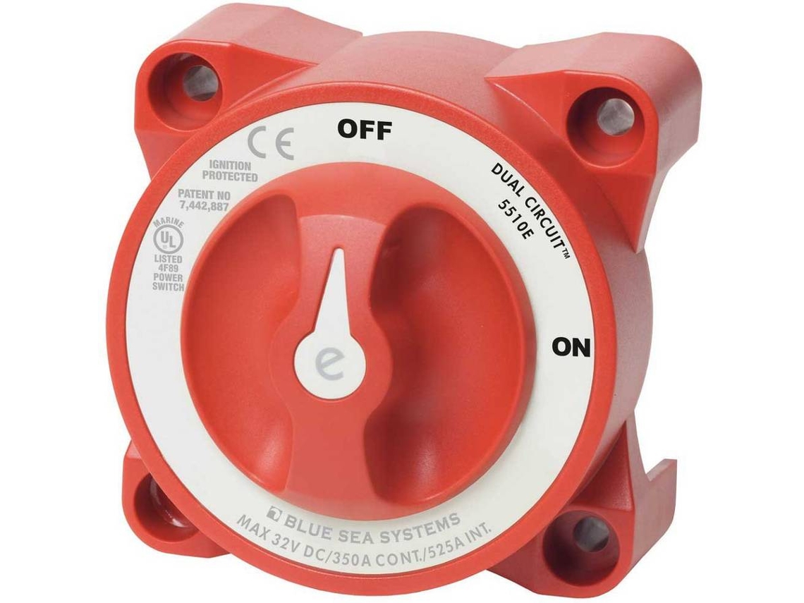 Interruptor BLUE SEA E-Series Battery Swtich On/Off Dual Circuit Rojo