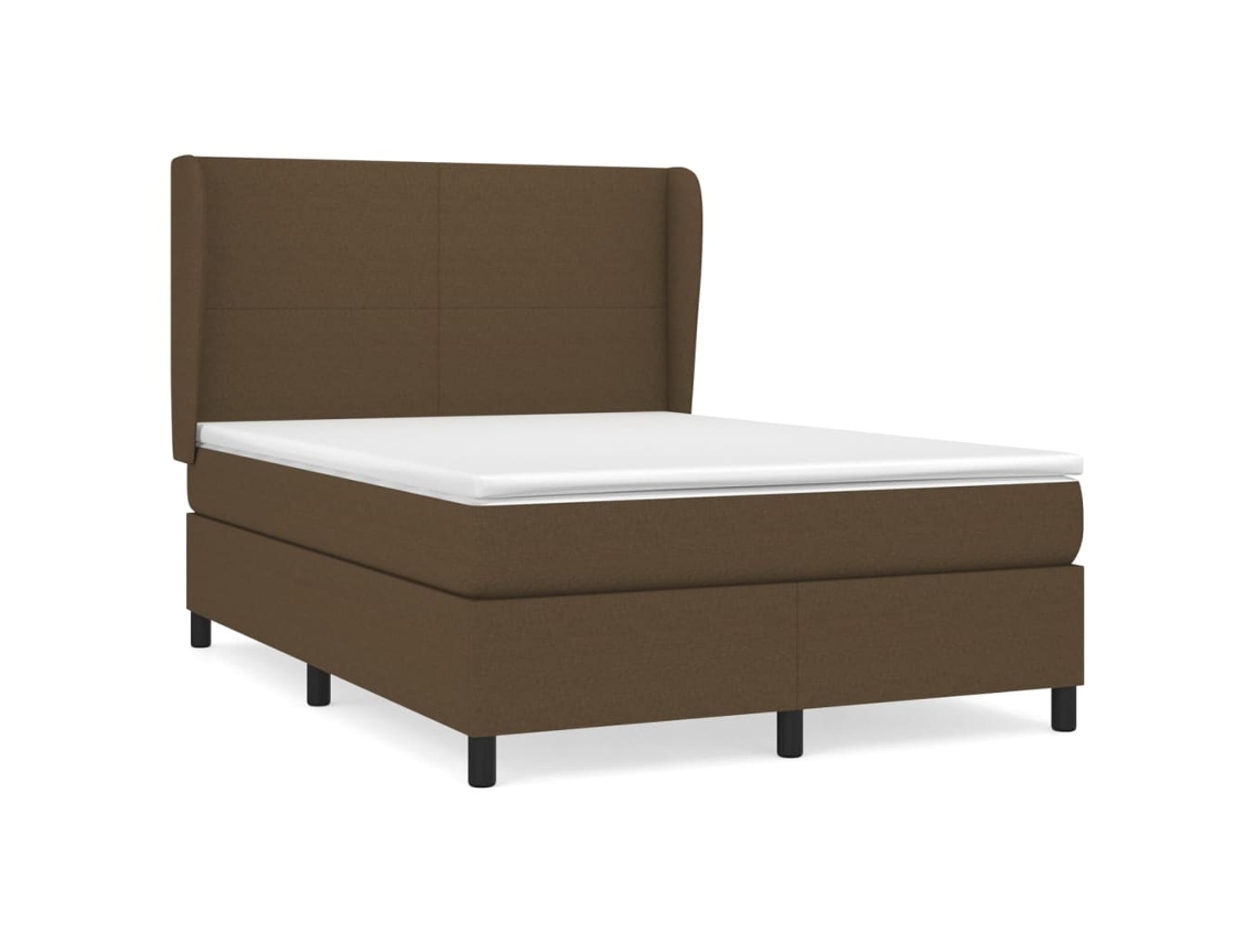 Maison Exclusive - Cama Box Spring Con Colchón Tela Marrón Oscuro 140x190 Cm