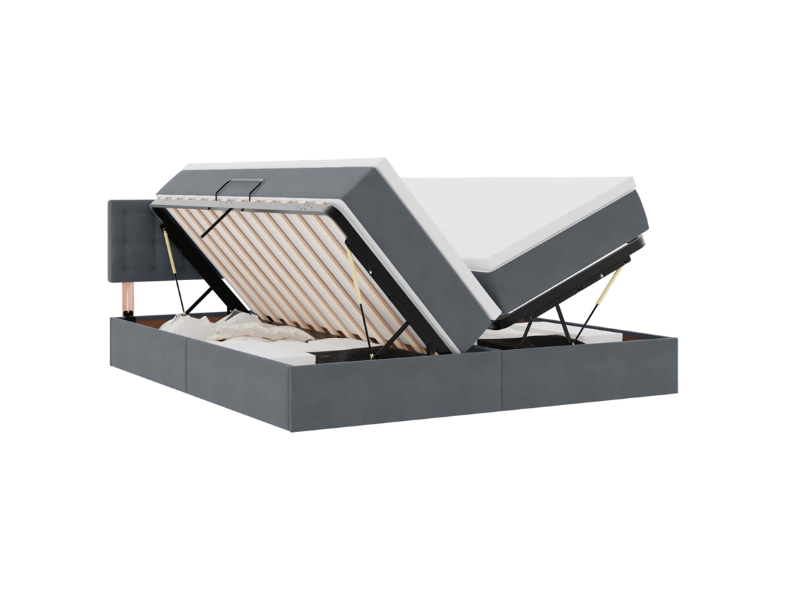 Maison Exclusive - Cama De Almacenamiento Led Con Colchón Gris Oscuro 200 X 200 Cm