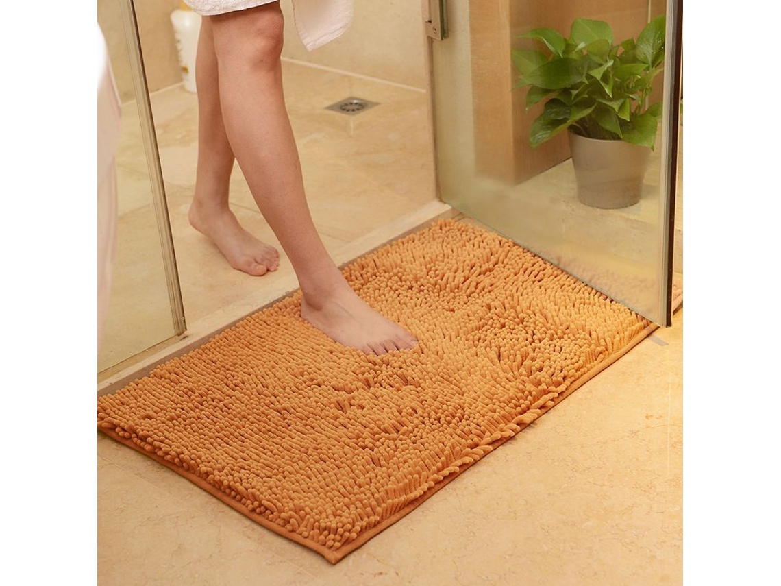 Alfombrilla de baño antideslizante de microfibra lavable y de rápida absorción, 40 x 60 cm, color champán.