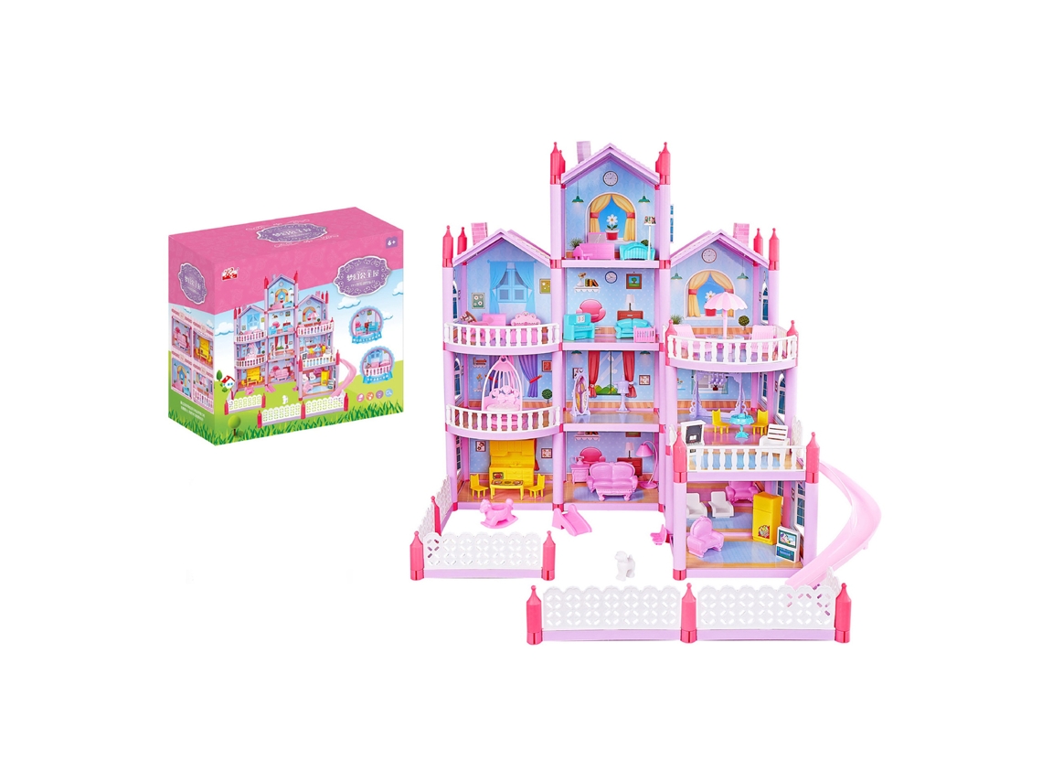 Ats-casa De Muñecas Dreamy Diy Para Niñas Set De Juguete Con 13 Habitaciones 4 Pisos Balcones Patsio Y Resbaladilla Juguetes De Hogar
