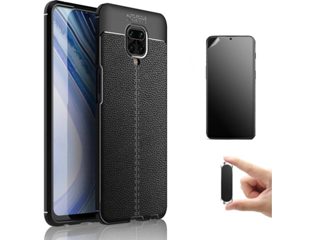 Kit Carcasa, Protector y Soporte Xiaomi Note 9 Pro Ultimatte Rugged Leather Negro