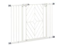 Puerta De Seguridad Automática De 74-100 Cm Para Perros, Color Blanco.