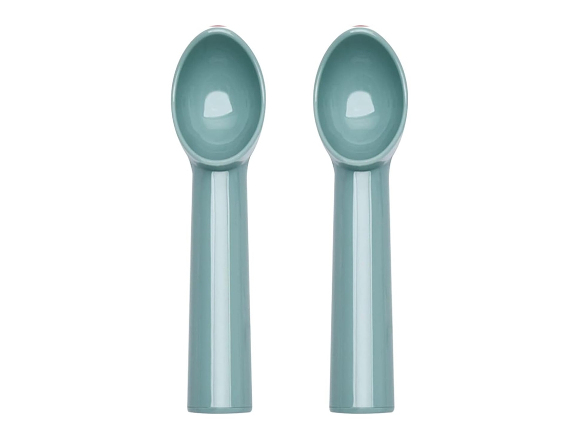 Juego de 2 cucharas de plástico antiadherentes para helado, color verde.