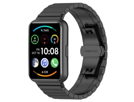 Correa de reloj inteligente para Huawei Watch Fit 2 de metal y acero inoxidable con una cuenta (negro)