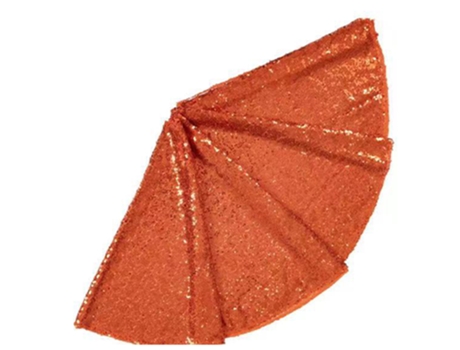 Falda de árbol de lentejuelas, camisa de árbol de Navidad de 48 pulgadas, decoración navideña bordada y con lentejuelas, naranja