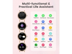 Reloj inteligente Lige para mujer con llamada Bluetooth de 1,32 pulgadas, reloj deportivo femenino con control de presión arterial/oxígeno/frecuencia YEMAESRE