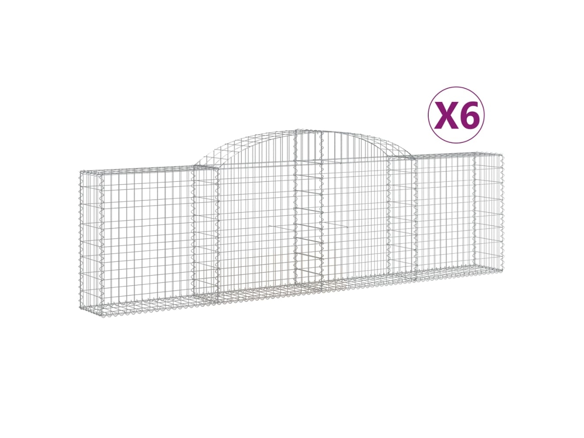 Conjunto 6 Cesta De Gaviones VIDAXL Plateado Hierro (300x30x80/100cm)