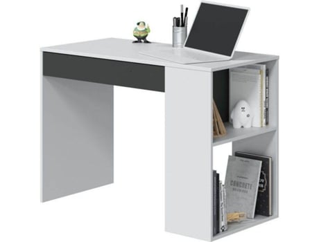 Escritorio HABITDESIGN Master Blanco y Gris (74 x 73 x 50 cm - Melamina, PVC, ABS y Metal)