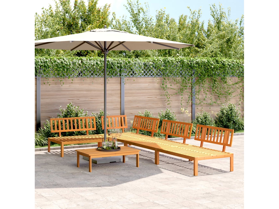 Juego de 5 muebles de palets para jardín de madera maciza de acacia, DKD Home Decor