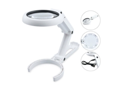 Lupa de vidrio óptico con base ligera y estable, aumento de 5x, amplia aplicación, incluyendo costura, punto de cruz, tejido y joyería, cuello de cisne ajustable.