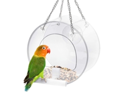 Comedero Redondo Para Pájaros Con Ventosa, Cristal Transparente, Plato Grande Para Colgar En La Ventana.