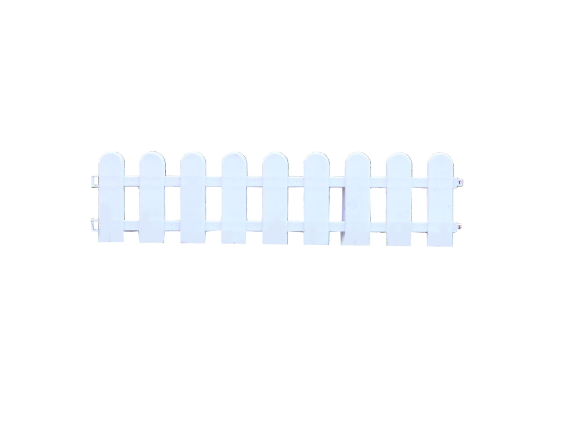 Valla Decorativa De Pvc Blanco Para Jardín, Ideal Para Delimitar Zonas De Plantas Y Césped, 50x13 Cm.