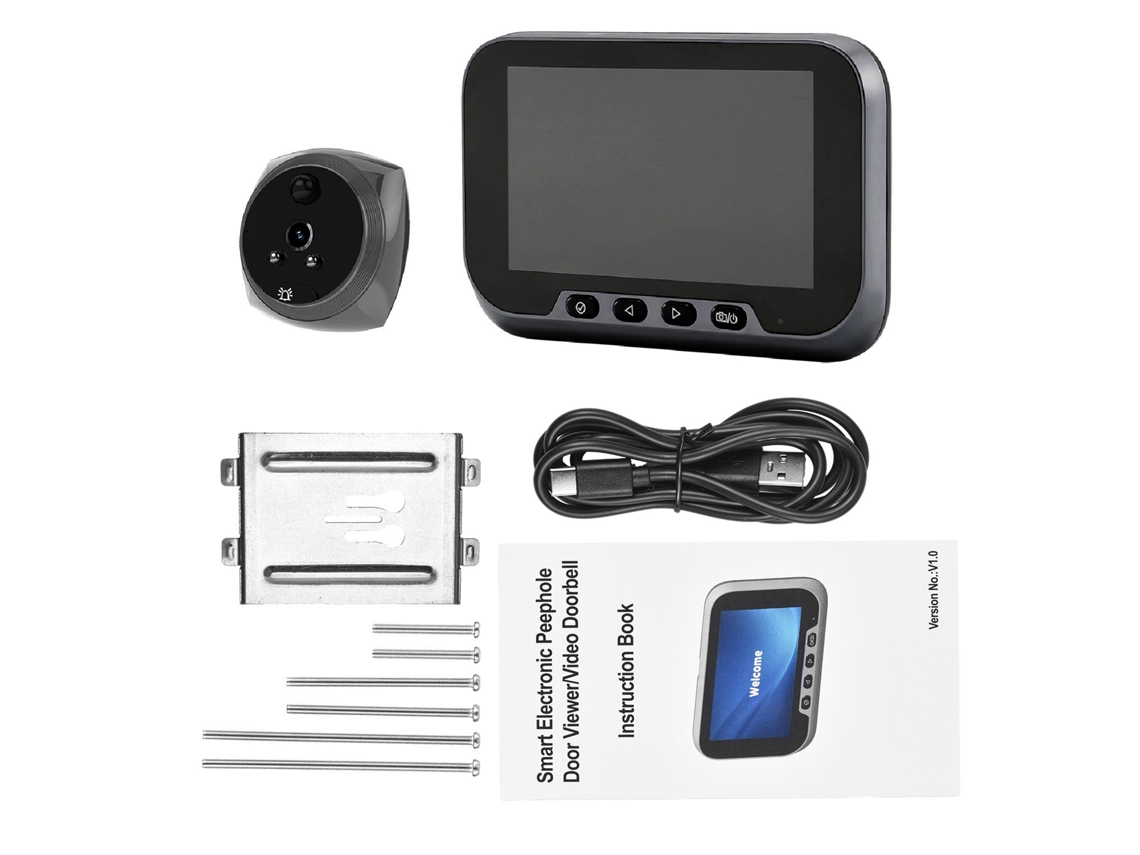 Cámara Ojo De Buey Con Timbre Para Puerta De Apartamento 2mp 1080p 135° Detección Humana Batería 3800mah