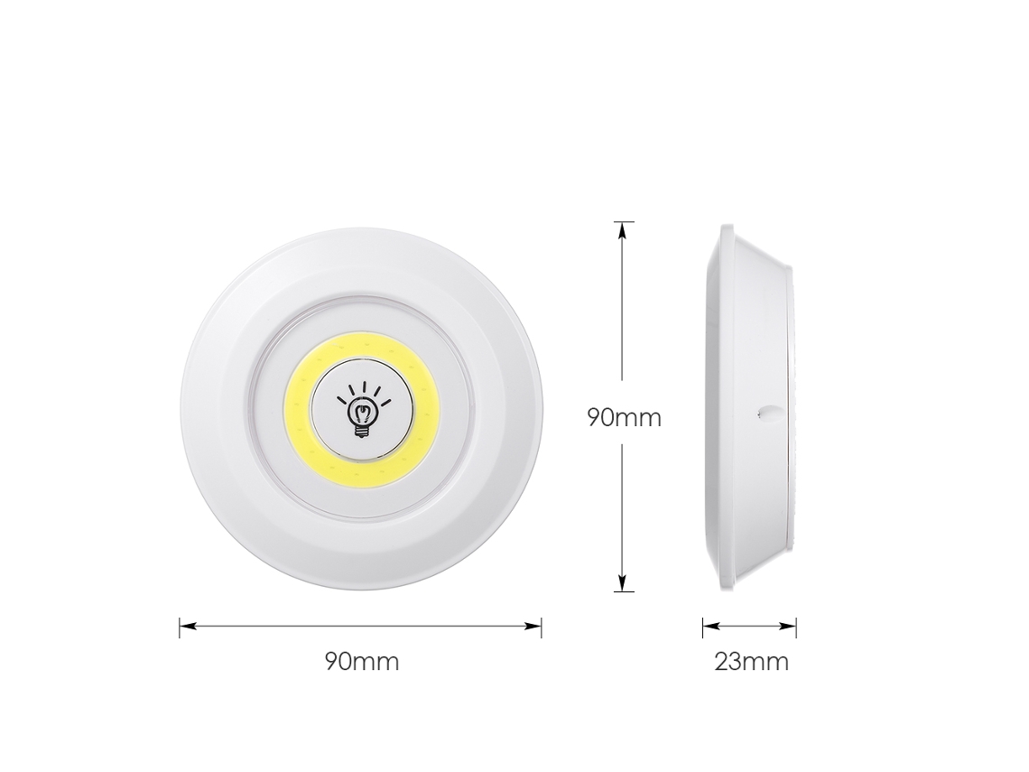 6 Luces Led Cob De Disco De 4,5 V Y 1 W Inalámbricas Con Control Remoto De Brillo Ajustable, Funcionan Con Pilas, Color Blanco.
