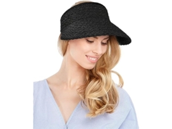 2026-sombrero De Paja Ancho Plegable Para Mujer Linjou, Protección Solar Ajustable, Verano Playa, Negro