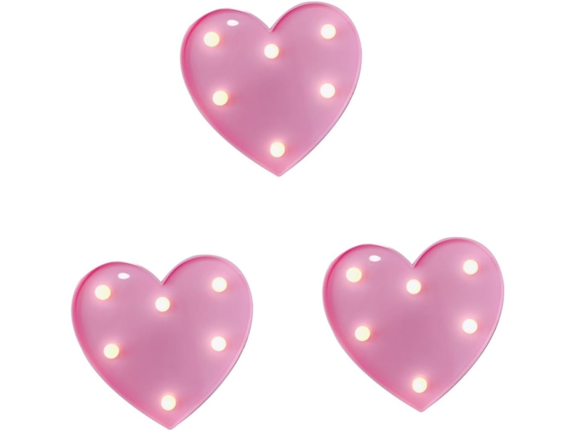 Lámpara de noche LED rosa con forma de corazón, lámpara decorativa para habitaciones de niños y niñas, no requiere pilas. SFUSHOS
