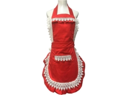 Rebe-delantal ajustable e impermeable de algodón con bolsillos para cocina y trabajo - Hkt Rojo para mujer
