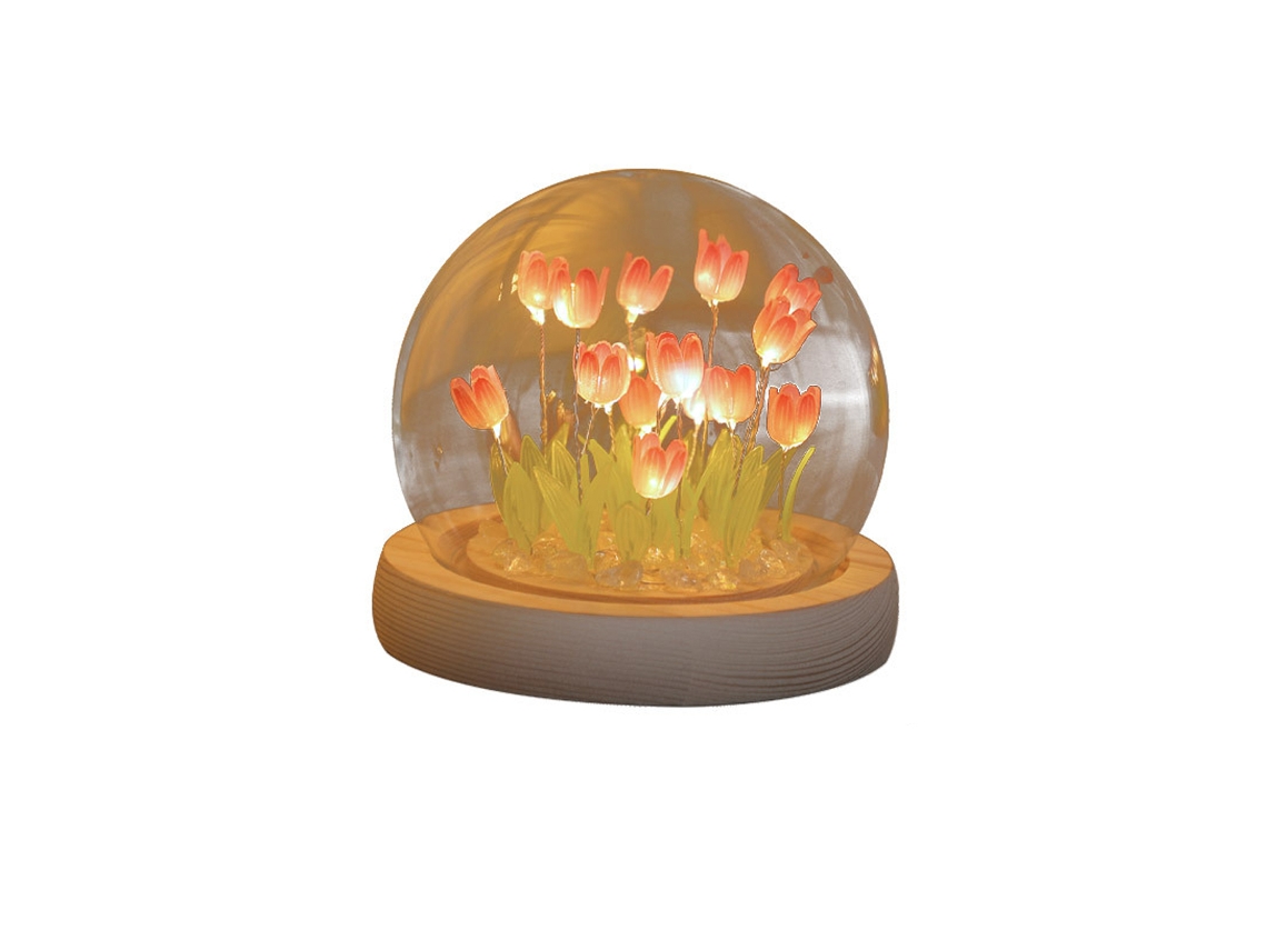 FNINIJEDE Lâmpada Tulipa Com Vidro Rosa (presente Casal)