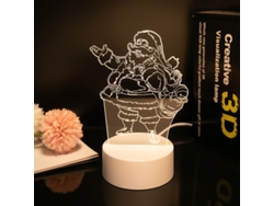 Lámpara de noche 3D con ilusión de 7 colores, interruptor táctil y alimentación USB (Santa Claus)
