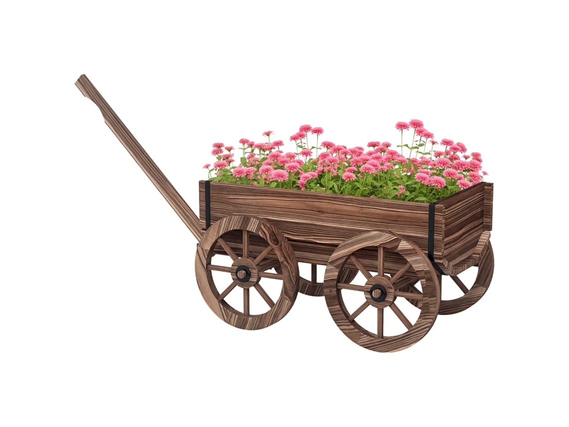 Floreira Madeira Forma Carrinho 4 Rodas 120x41x54cm Madeira