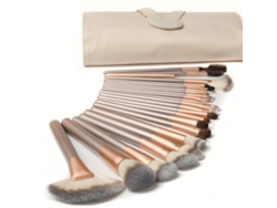 Juego de brochas de maquillaje profesional, brochas de maquillaje de rostro y ojos de aspecto lujoso, cerdas sintéticas veganas para su aplicación.